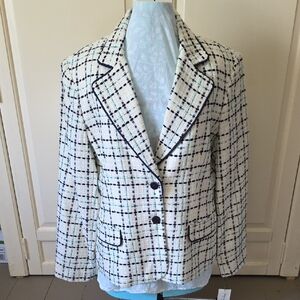 Rena Rowan Women's Cream and Black Plaid Jacket (NWT)
